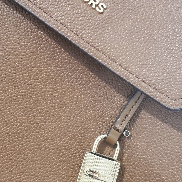 Michael Kors Fall camel square leather lock backpack . Make an offer. EUC - Picture 5 of 5